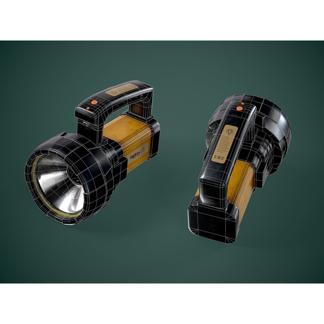 Flashlight 3D Model – Low Poly Game Asset, FBX, PBR Textures - View 7