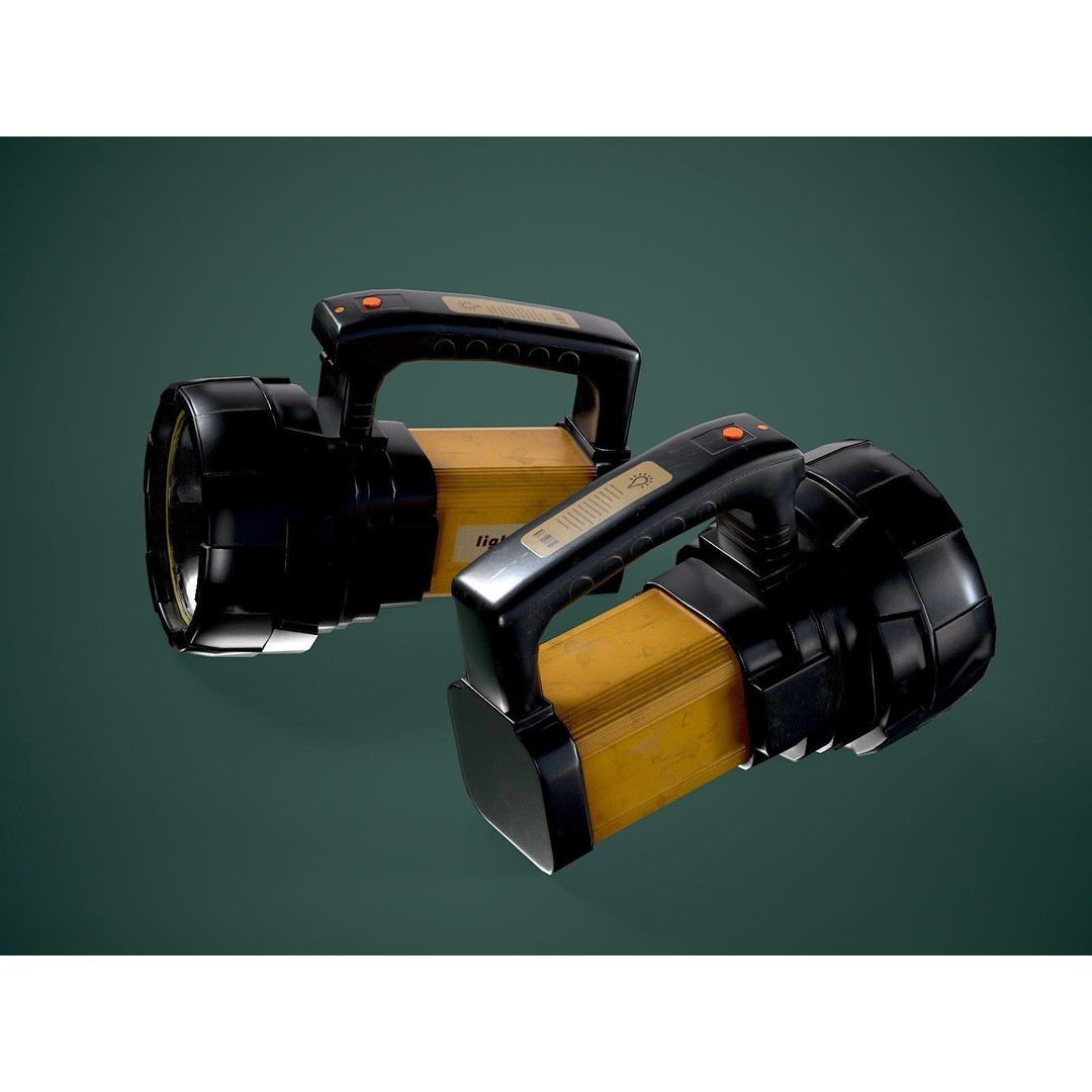 Flashlight 3D Model – Low Poly Game Asset, FBX, PBR Textures - View 8