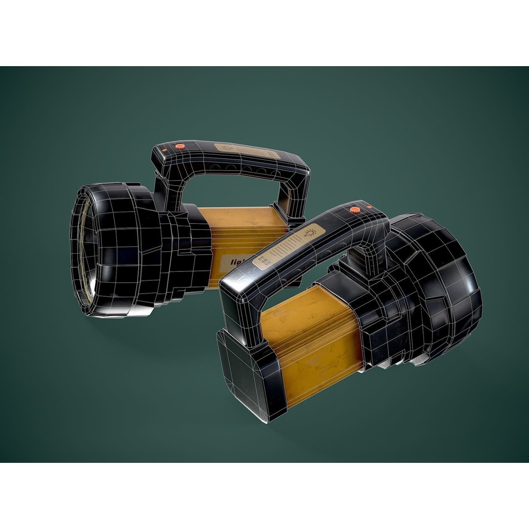 Flashlight 3D Model – Low Poly Game Asset, FBX, PBR Textures - View 9