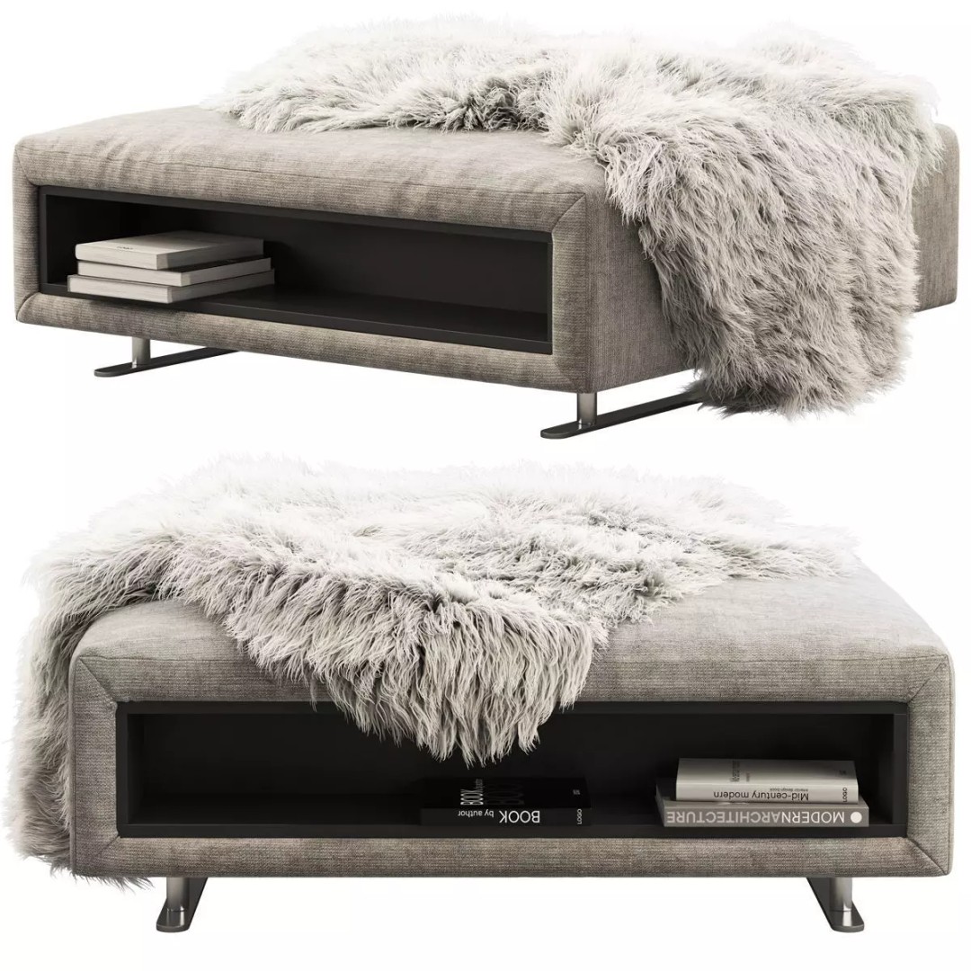 BoConcept Hampton Footstool 3D Model – Modern Fabric Ottoman with Storage - View 2