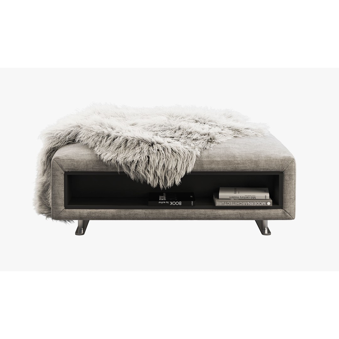 BoConcept Hampton Footstool 3D Model – Modern Fabric Ottoman with Storage - View 3