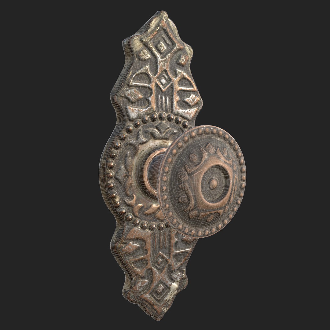 Old Doorknob 3D Model – Low Poly Game Asset, FBX, PBR Textures - View 10