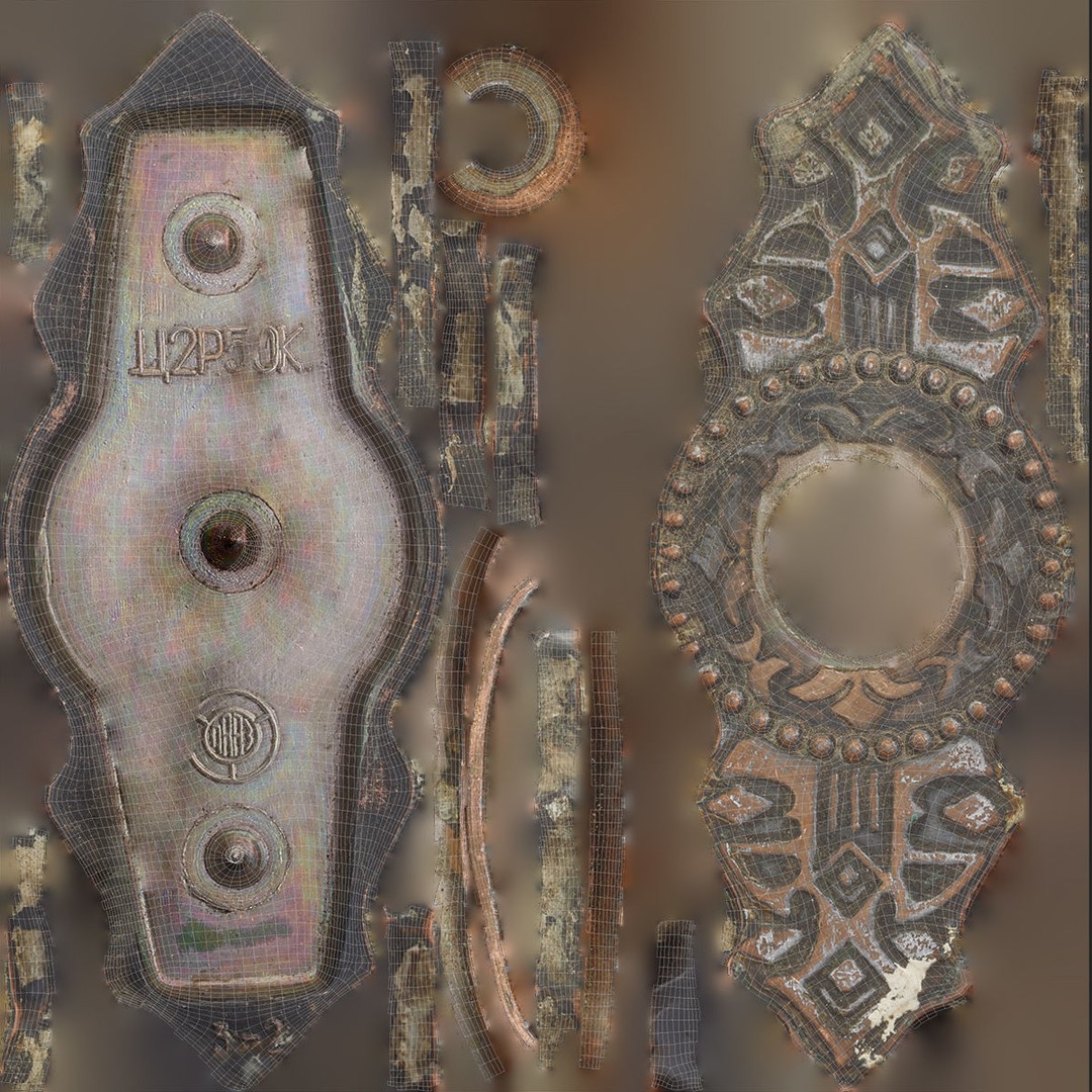 Old Doorknob 3D Model – Low Poly Game Asset, FBX, PBR Textures - View 11