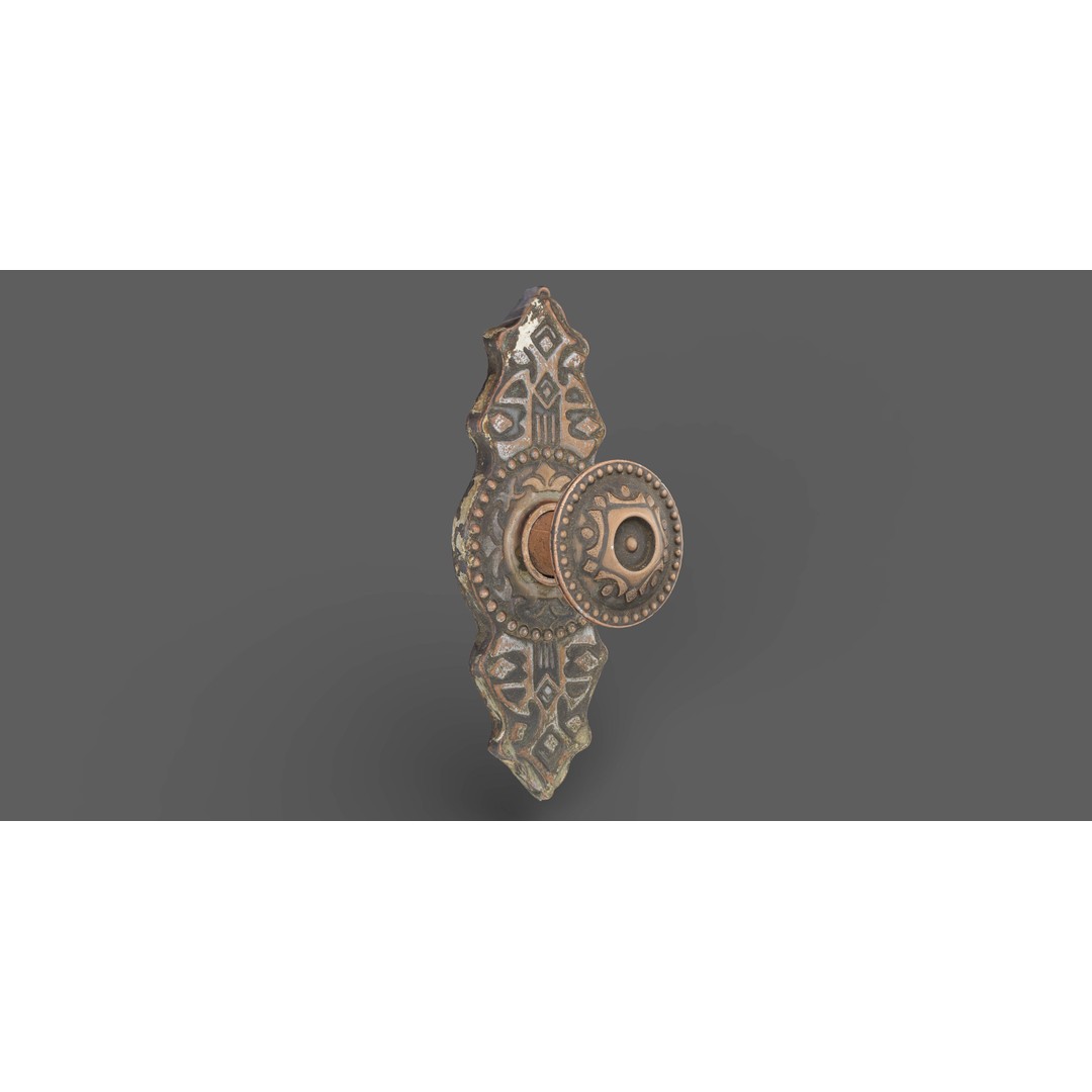 Old Doorknob 3D Model – Low Poly Game Asset, FBX, PBR Textures - View 5
