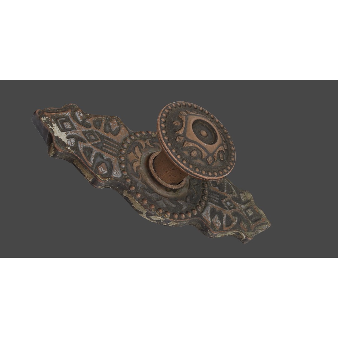 Old Doorknob 3D Model – Low Poly Game Asset, FBX, PBR Textures - View 6