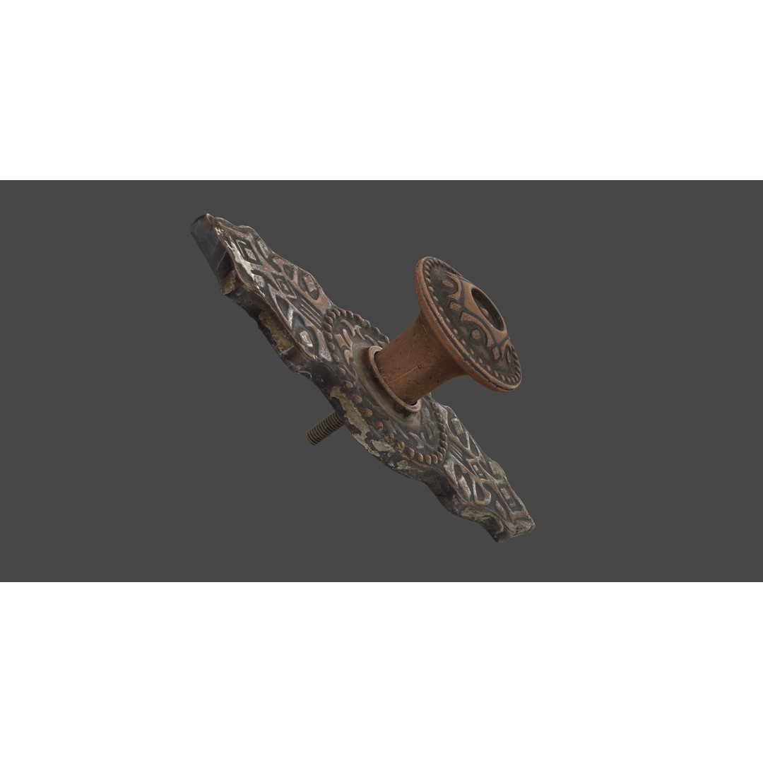 Old Doorknob 3D Model – Low Poly Game Asset, FBX, PBR Textures - View 8