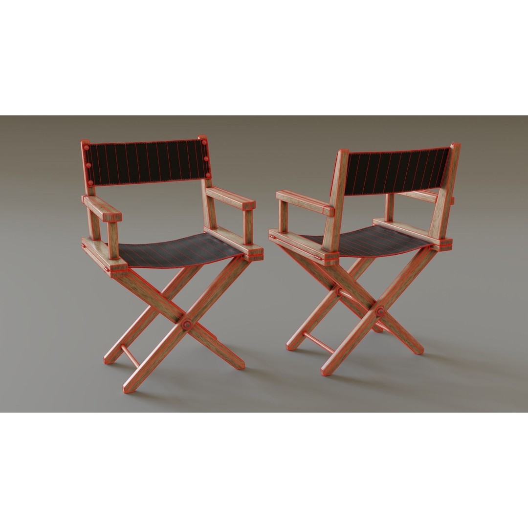Director Chair 3D Model – Low Poly PBR Game Asset, FBX