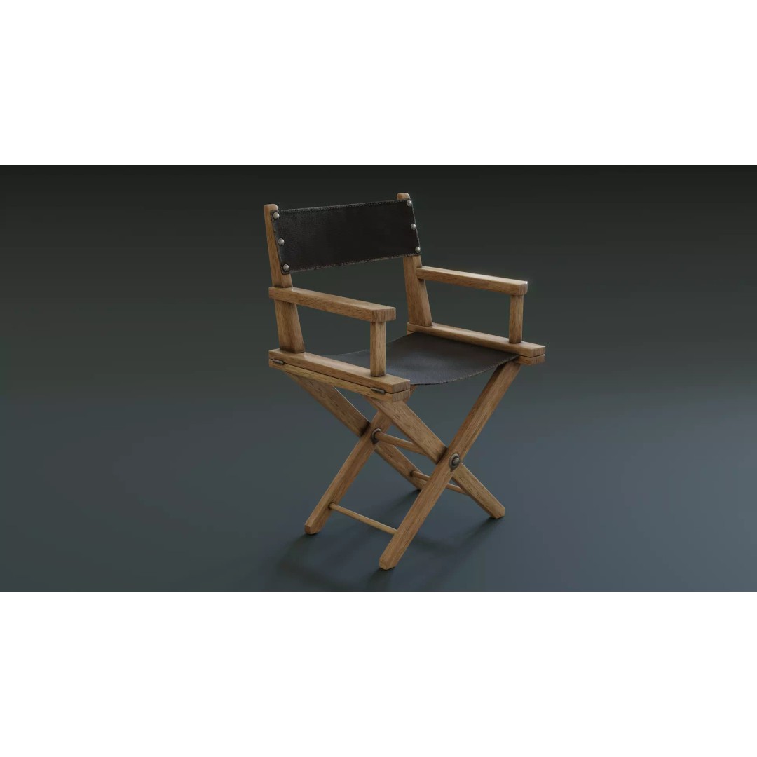 Director Chair 3D Model – Low Poly PBR Game Asset, FBX - View 2