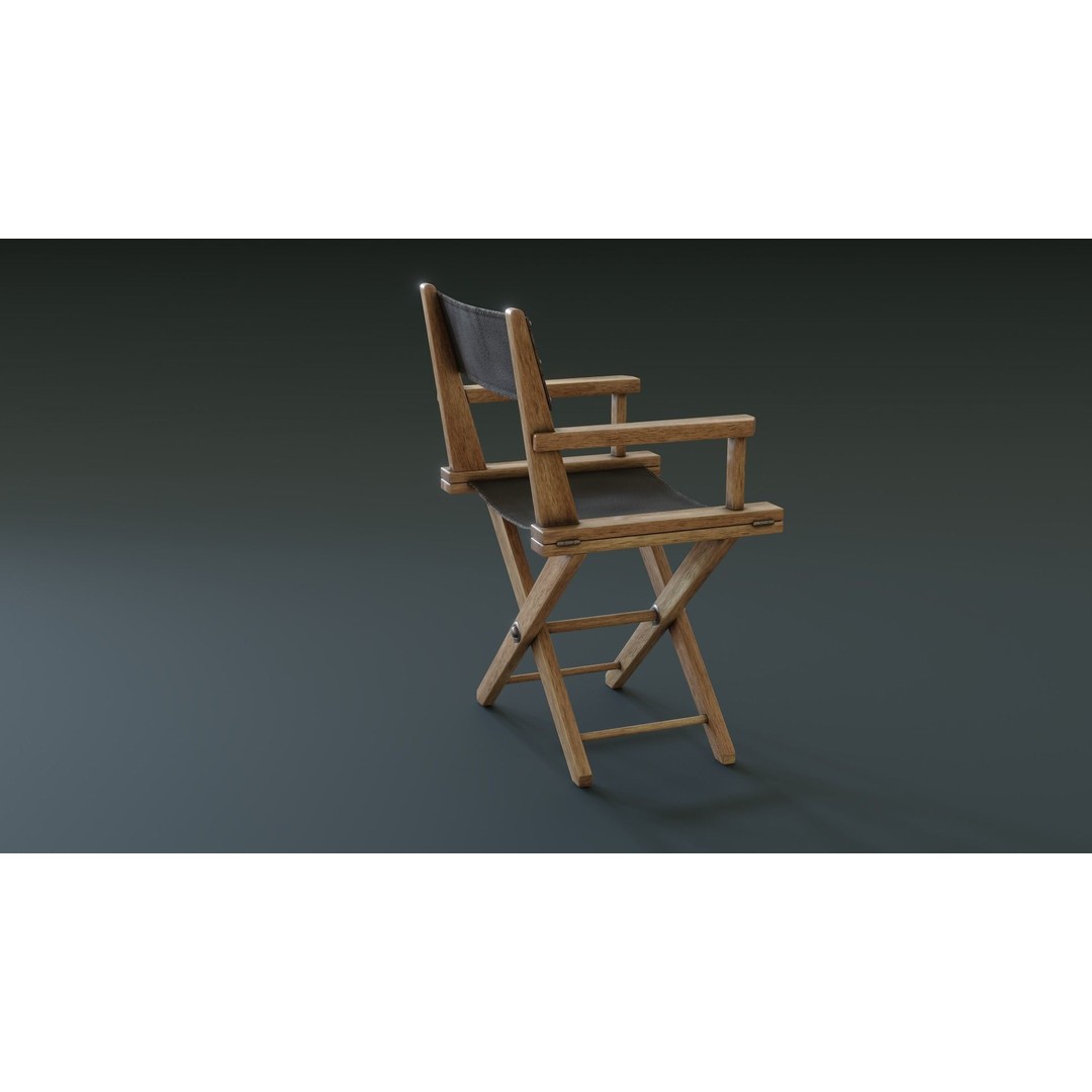Director Chair 3D Model – Low Poly PBR Game Asset, FBX - View 3