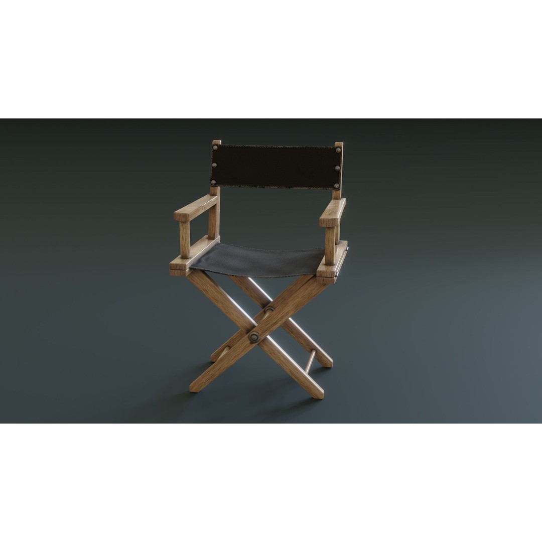 Director Chair 3D Model – Low Poly PBR Game Asset, FBX - View 4