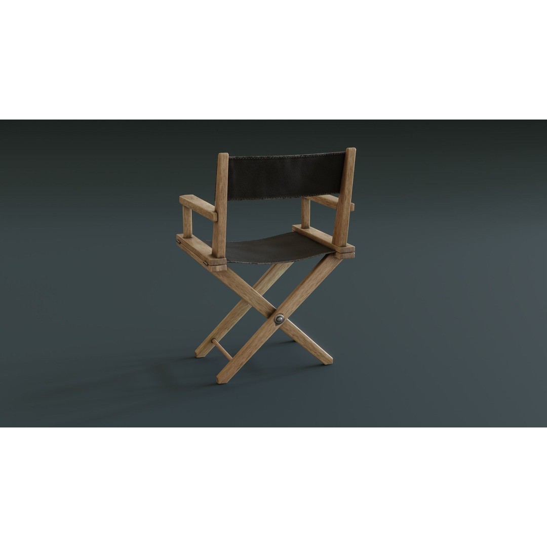 Director Chair 3D Model – Low Poly PBR Game Asset, FBX - View 5