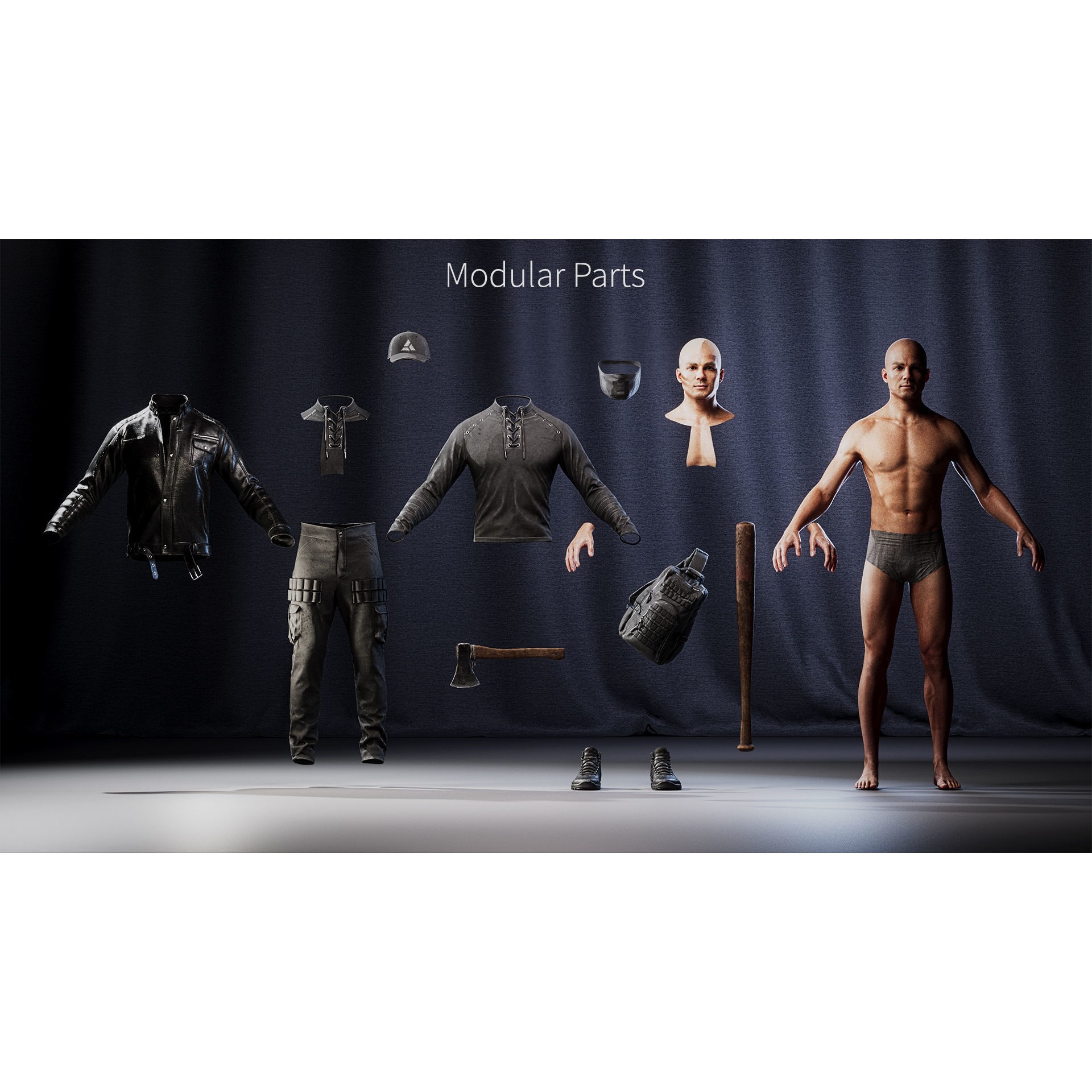 Survival Character - Low-Poly Game-Ready 3D Model - View 19