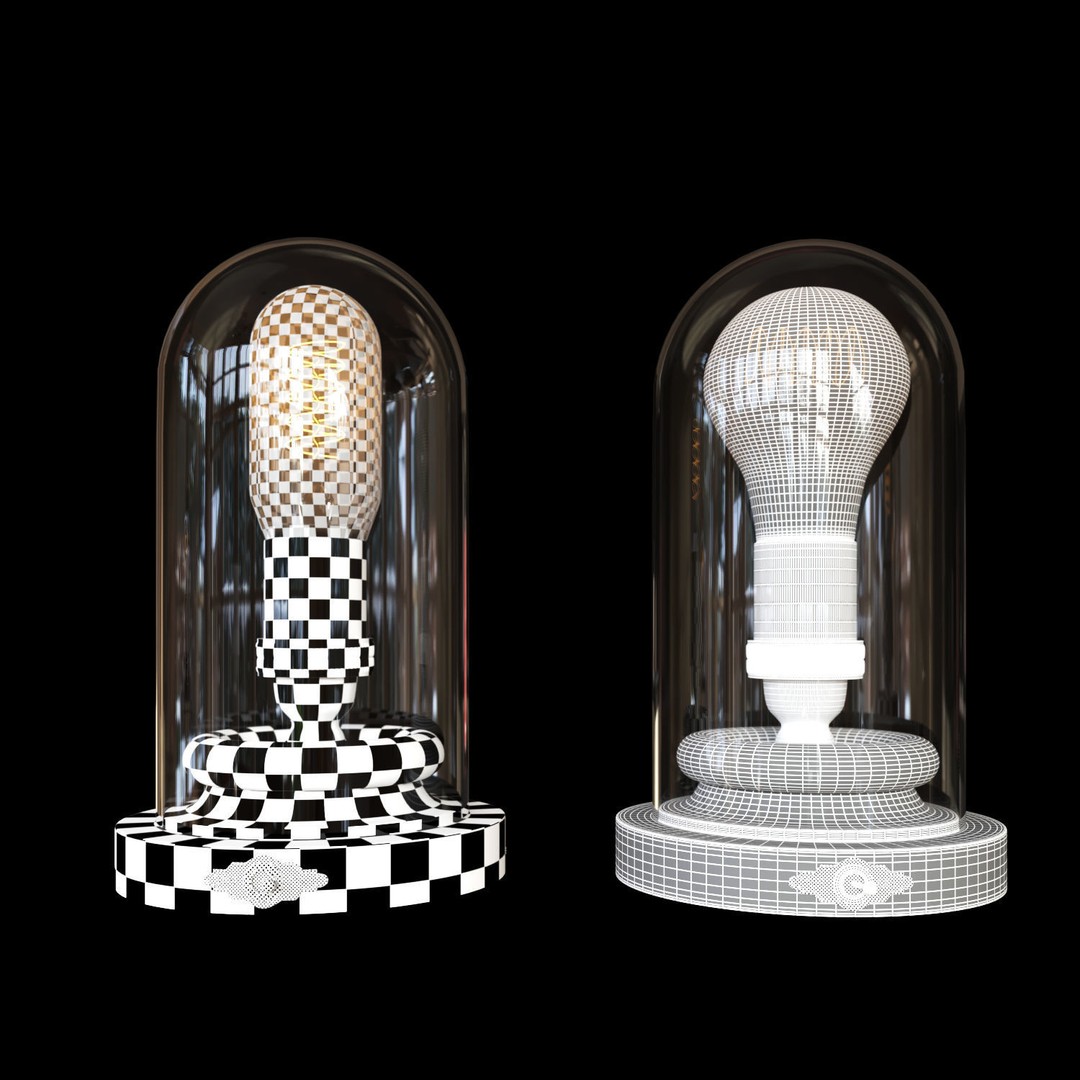 Steampunk Glass Dome 3D Model – Vintage Edison Lamp, FBX, OBJ