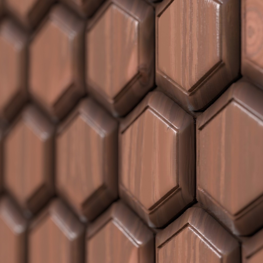 Wooden Wall Panel 3D Model – PBR Texture, 4 Color Variants