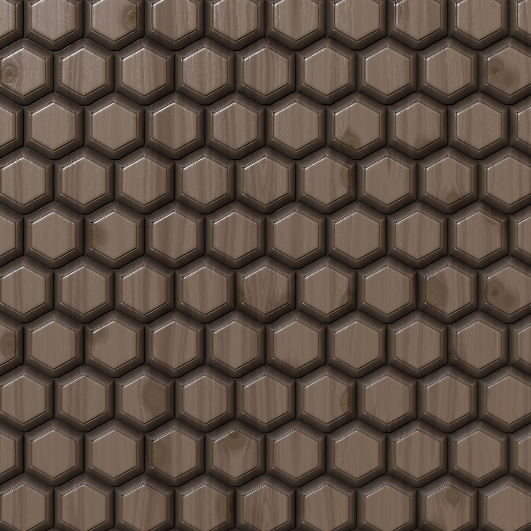 Wooden Wall Panel 3D Model – PBR Texture, 4 Color Variants - View 10
