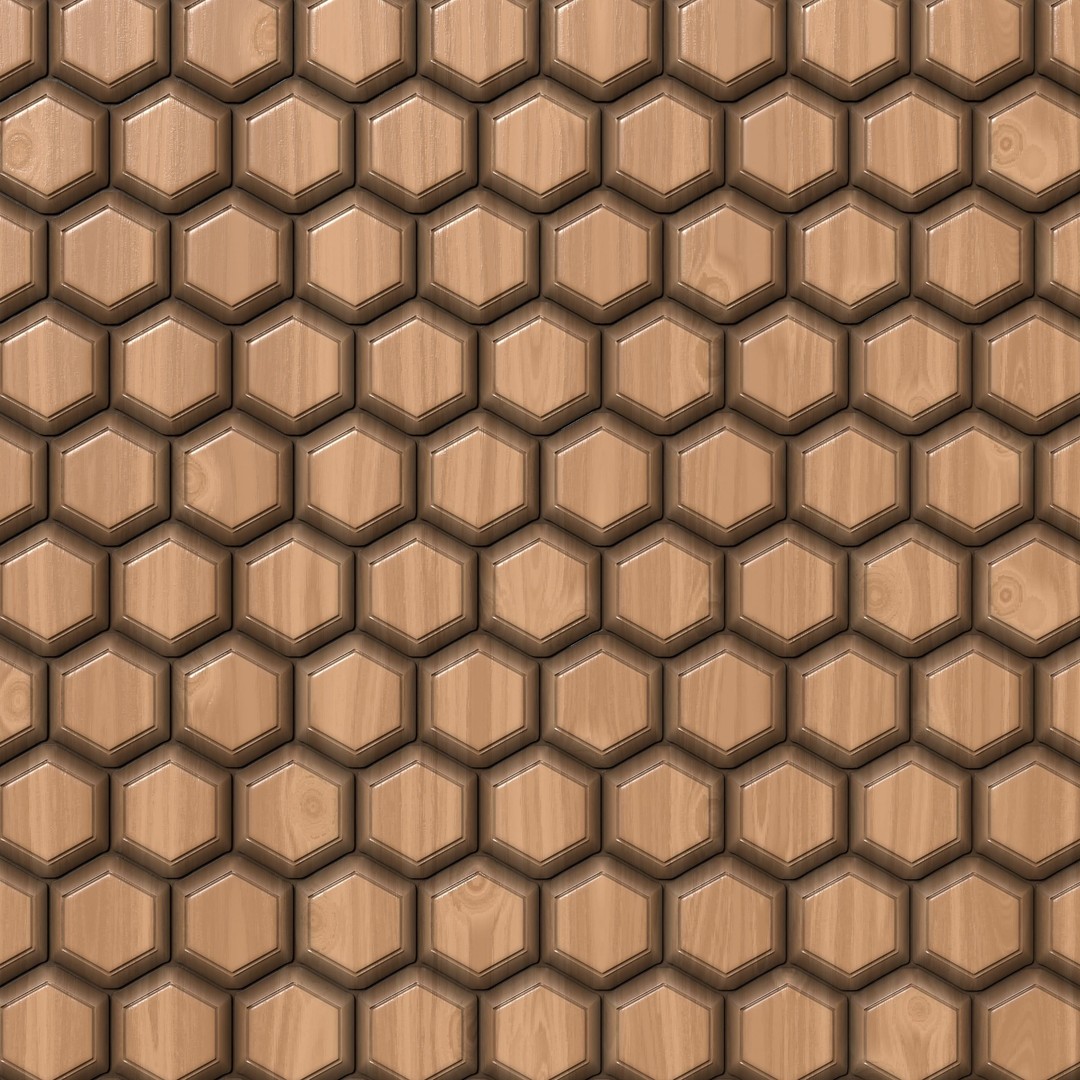 Wooden Wall Panel 3D Model – PBR Texture, 4 Color Variants - View 12