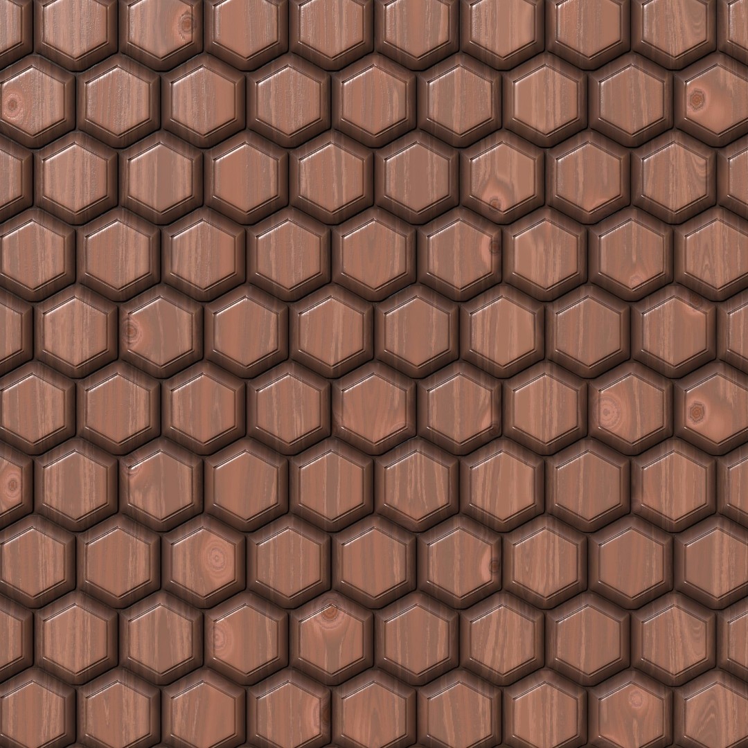 Wooden Wall Panel 3D Model – PBR Texture, 4 Color Variants - View 13