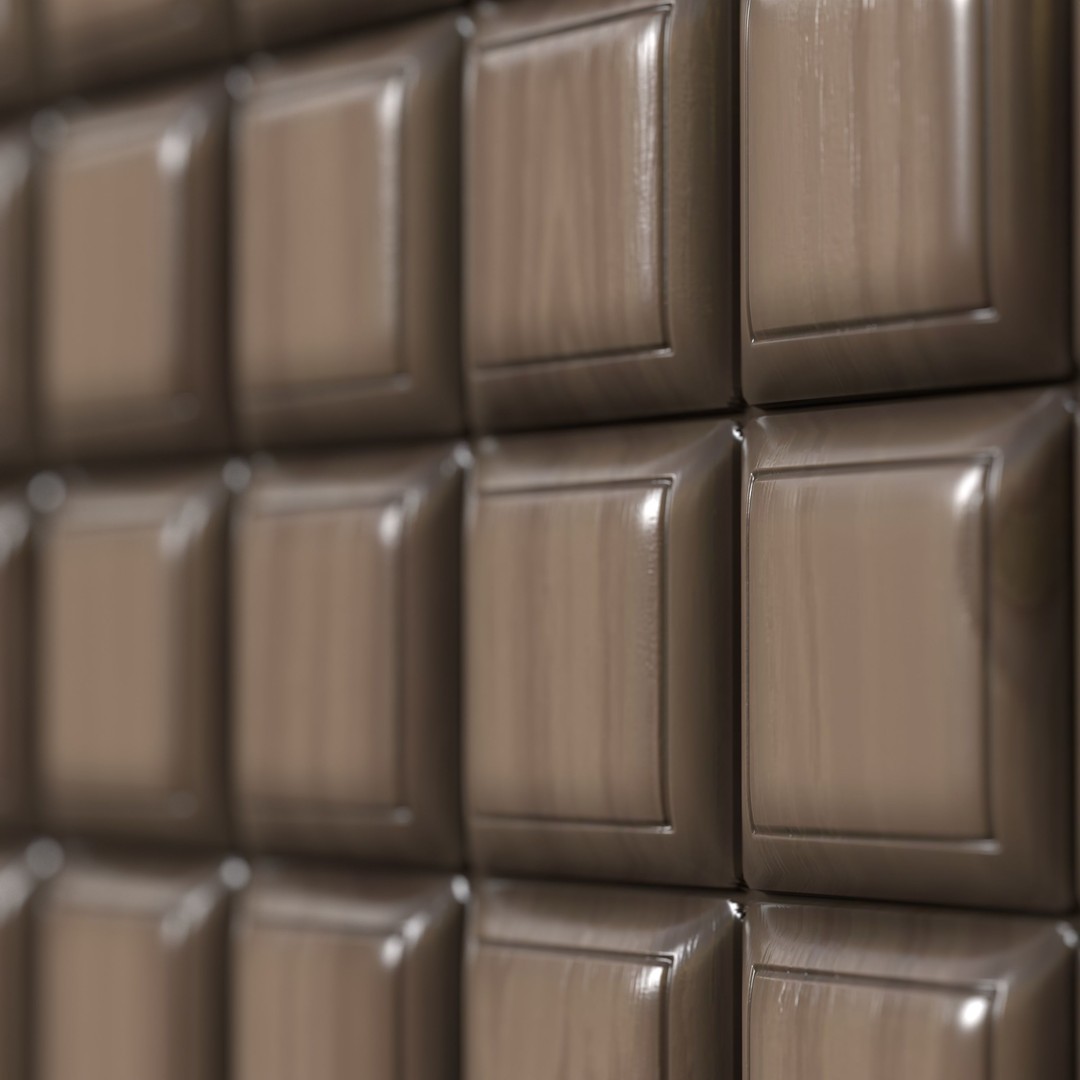 Wooden Wall Panel 3D Model – PBR Texture, 4 Color Variants - View 14