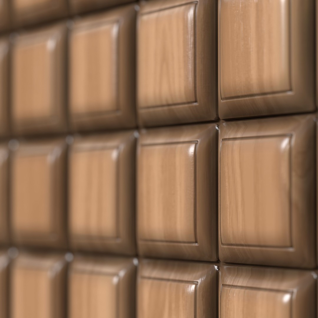 Wooden Wall Panel 3D Model – PBR Texture, 4 Color Variants - View 17