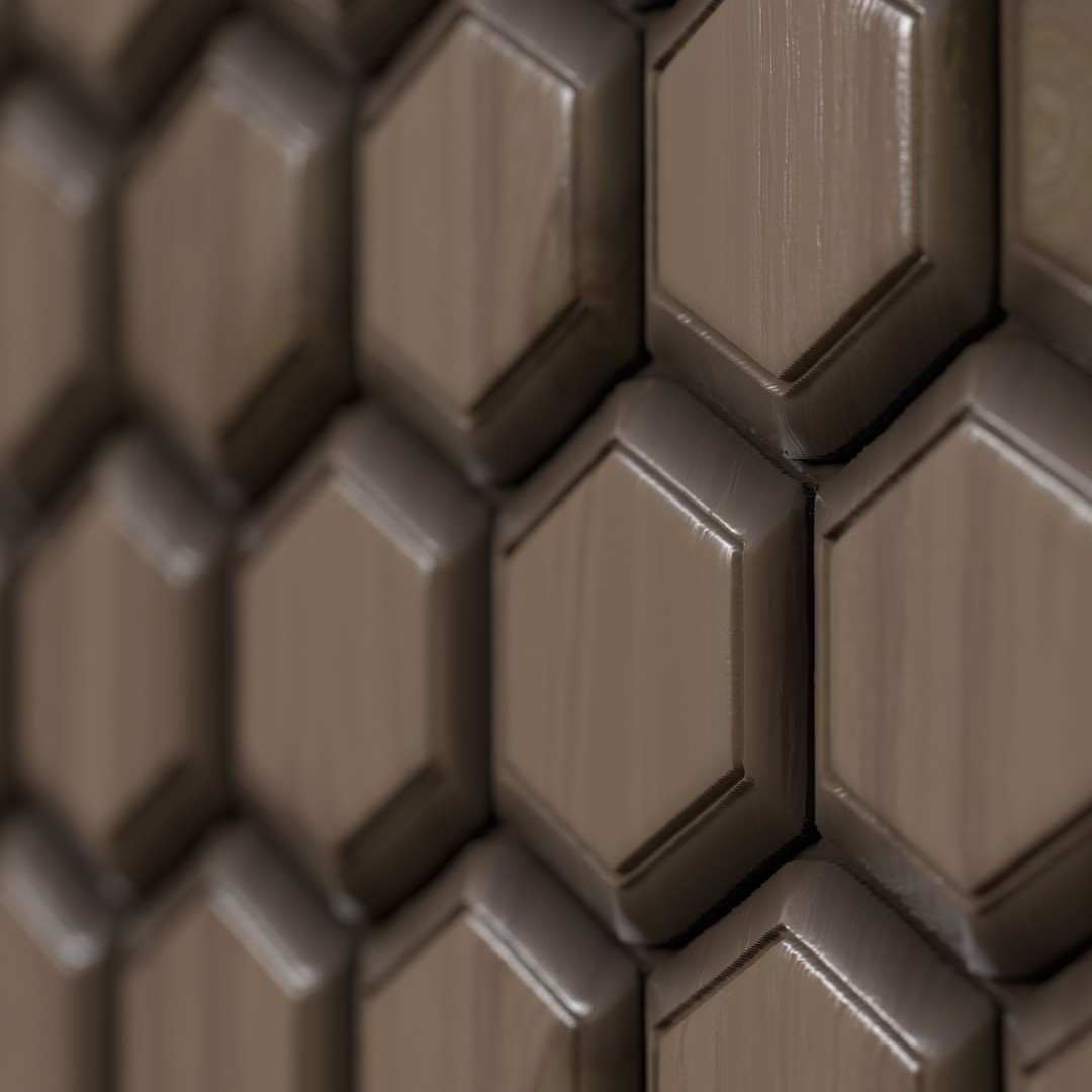 Wooden Wall Panel 3D Model – PBR Texture, 4 Color Variants - View 19