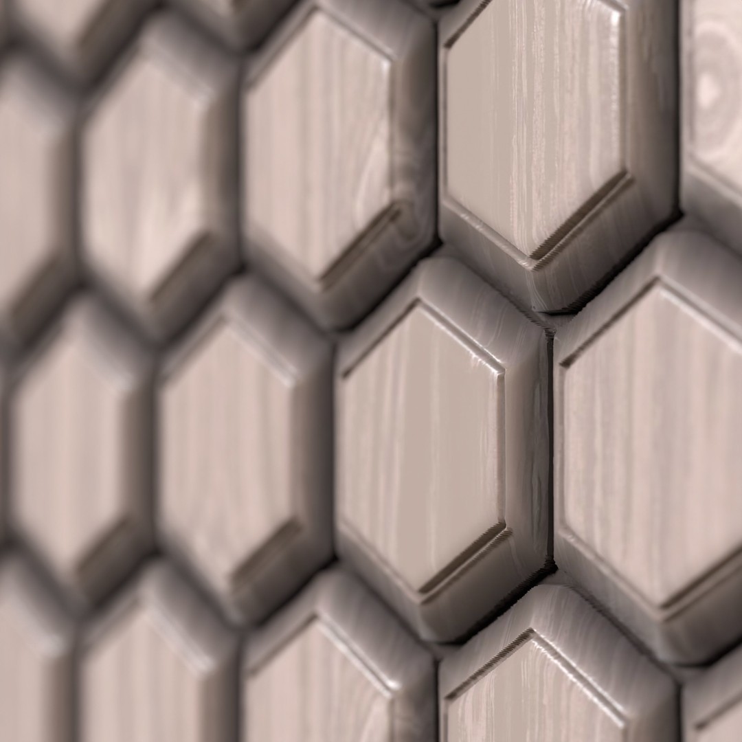 Wooden Wall Panel 3D Model – PBR Texture, 4 Color Variants - View 20