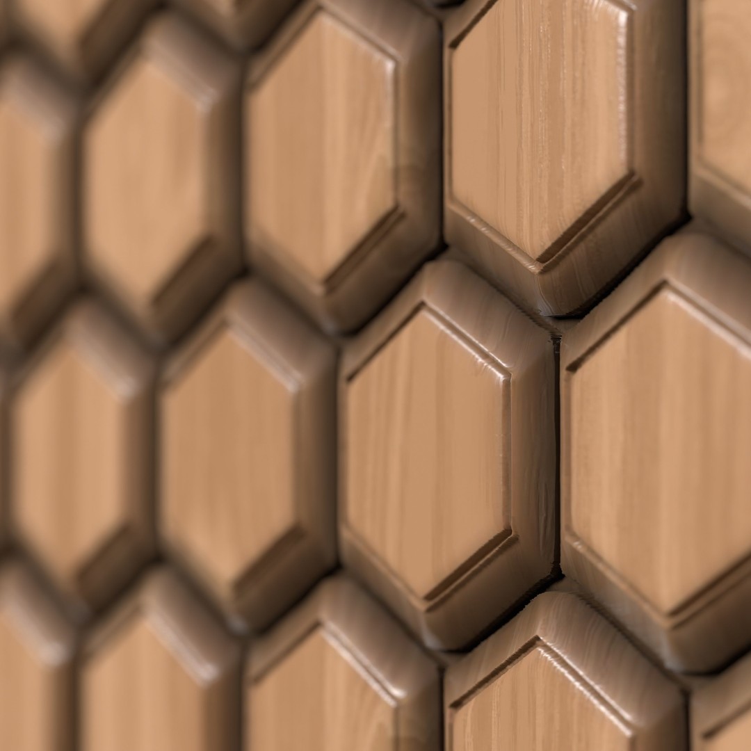 Wooden Wall Panel 3D Model – PBR Texture, 4 Color Variants - View 21
