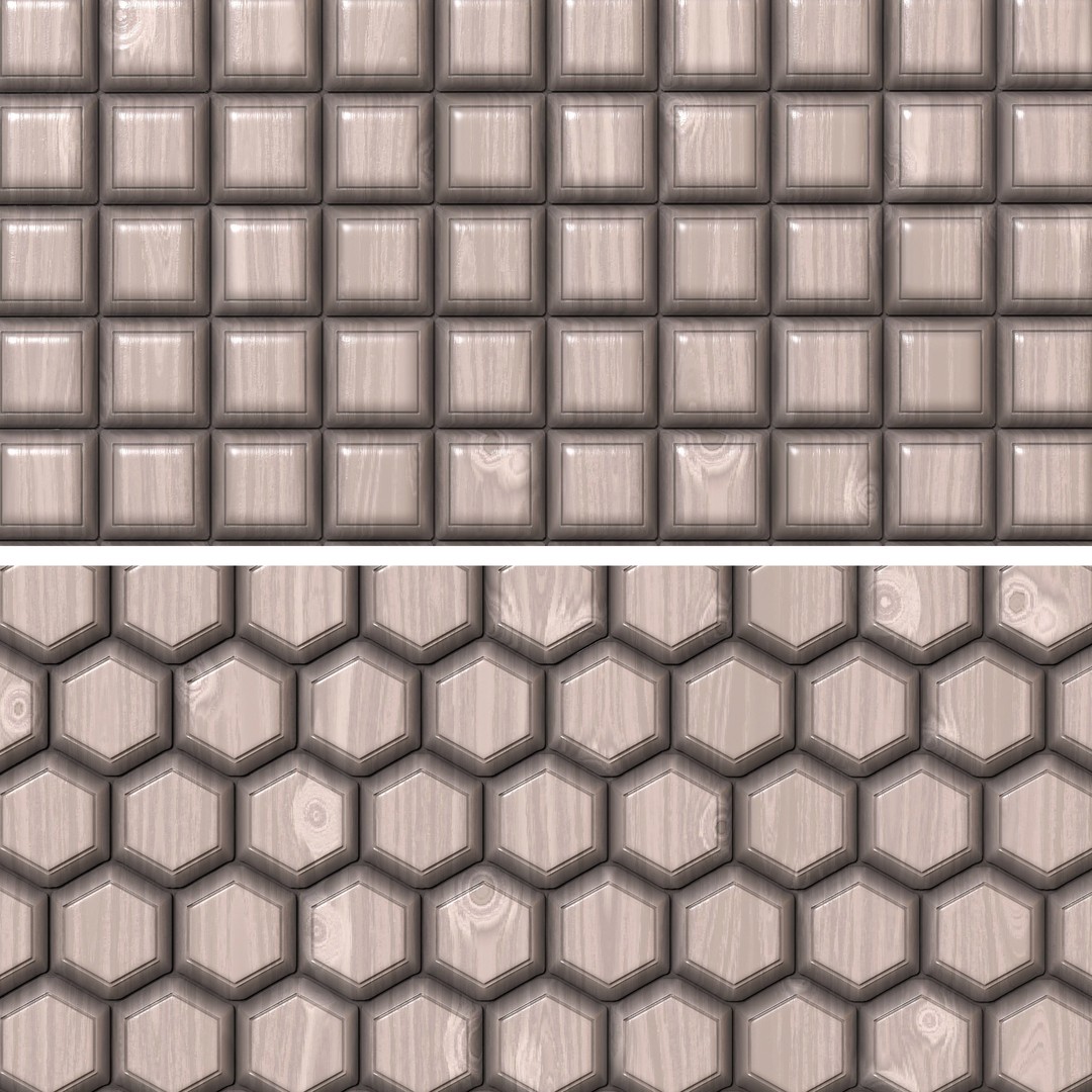 Wooden Wall Panel 3D Model – PBR Texture, 4 Color Variants - View 3