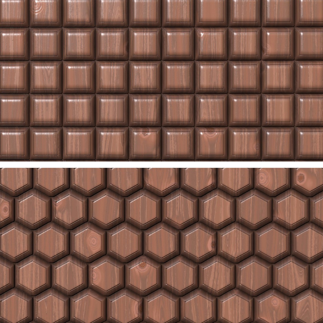 Wooden Wall Panel 3D Model – PBR Texture, 4 Color Variants - View 5