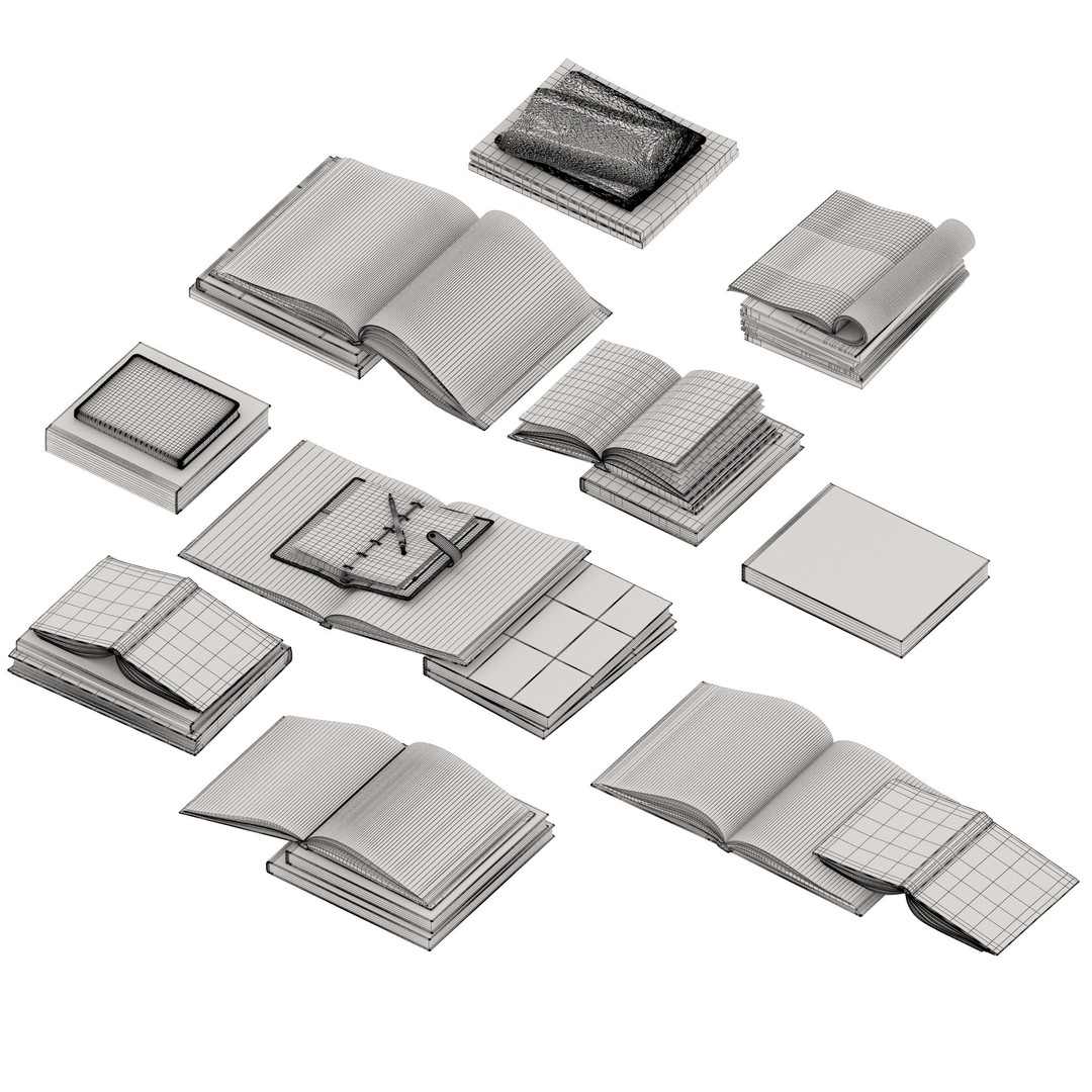 Coffee Table Books 3D Model – Realistic Decor Set, PBR Textures