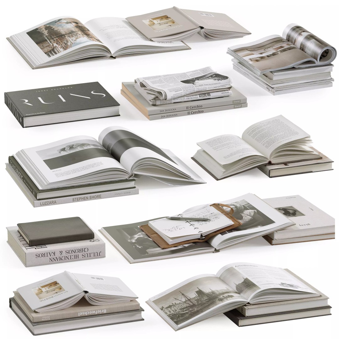 Coffee Table Books 3D Model – Realistic Decor Set, PBR Textures - View 2