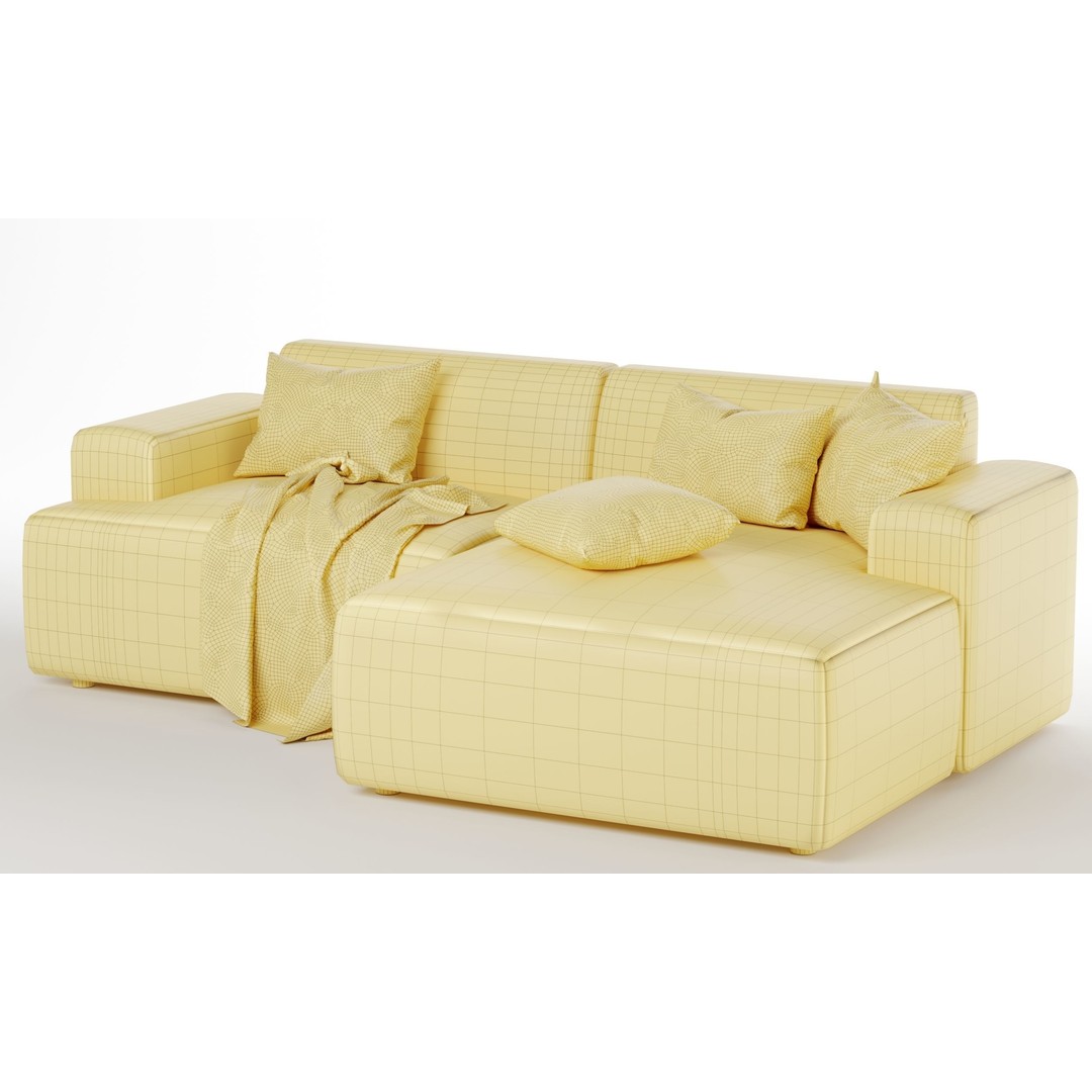 Melva Corner Sofa 3D Model – Modern Fabric Design, FBX & OBJ