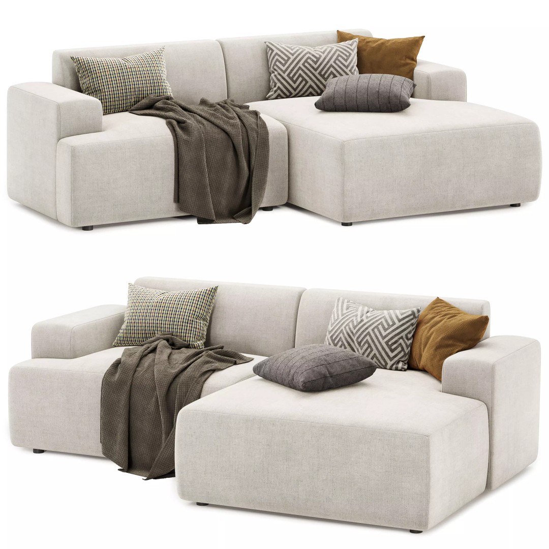 Melva Corner Sofa 3D Model – Modern Fabric Design, FBX & OBJ - View 2