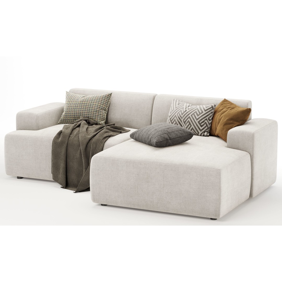 Melva Corner Sofa 3D Model – Modern Fabric Design, FBX & OBJ - View 4
