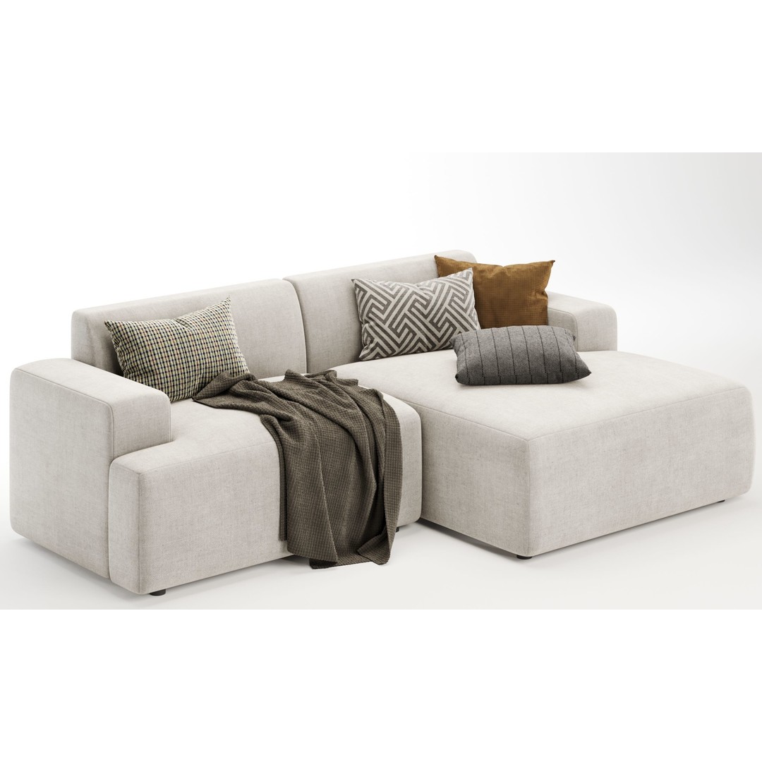 Melva Corner Sofa 3D Model – Modern Fabric Design, FBX & OBJ - View 5
