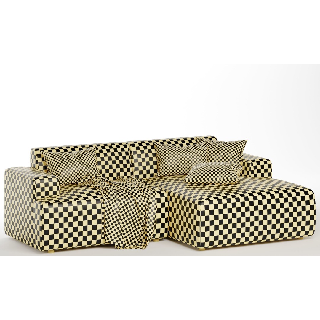 Melva Corner Sofa 3D Model – Modern Fabric Design, FBX & OBJ - View 7