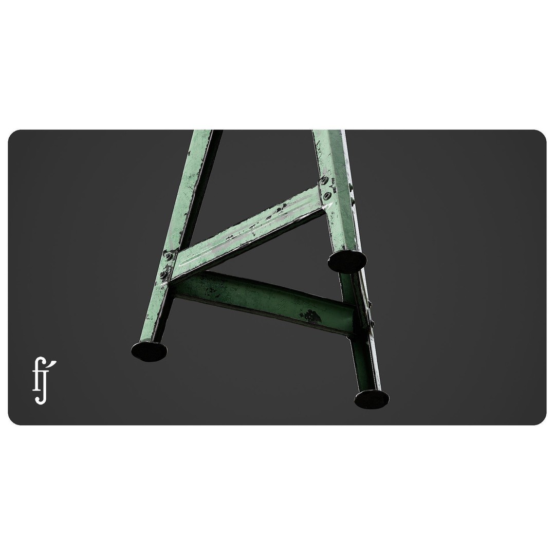 Industrial Bar Stool 3D Model – Vintage Metal Chair for Unreal Engine - View 6
