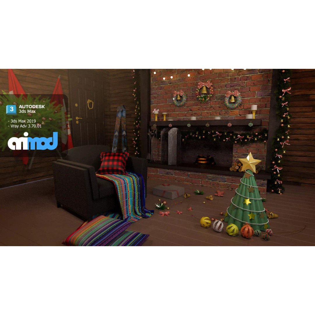 Christmas Home Decor 3D Model – Festive Interior Asset, FBX & Max - View 2