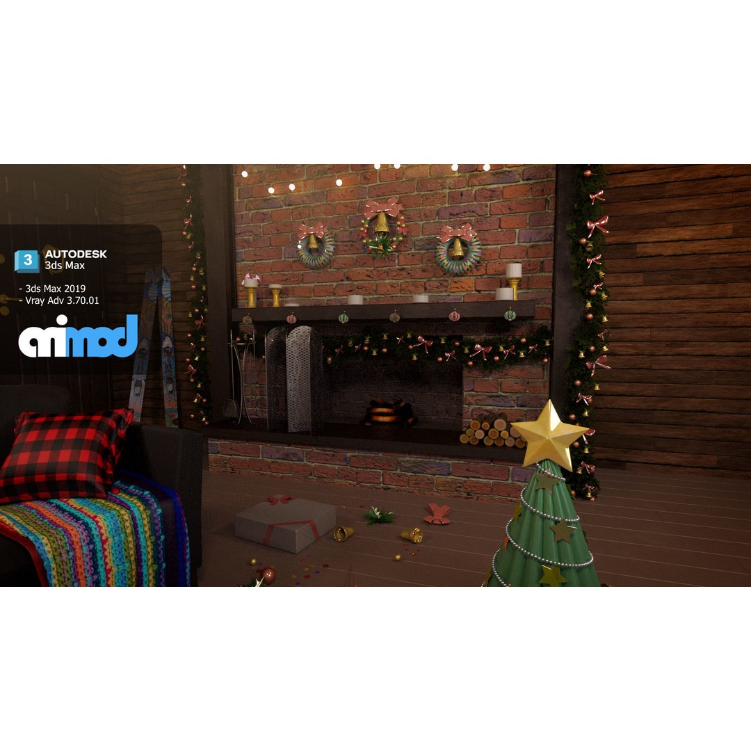 Christmas Home Decor 3D Model – Festive Interior Asset, FBX & Max - View 4