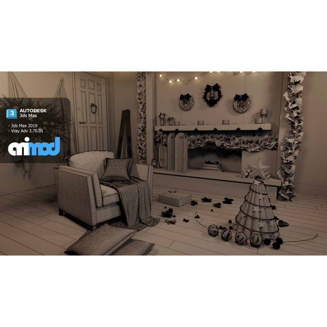 Christmas Home Decor 3D Model – Festive Interior Asset, FBX & Max - View 7