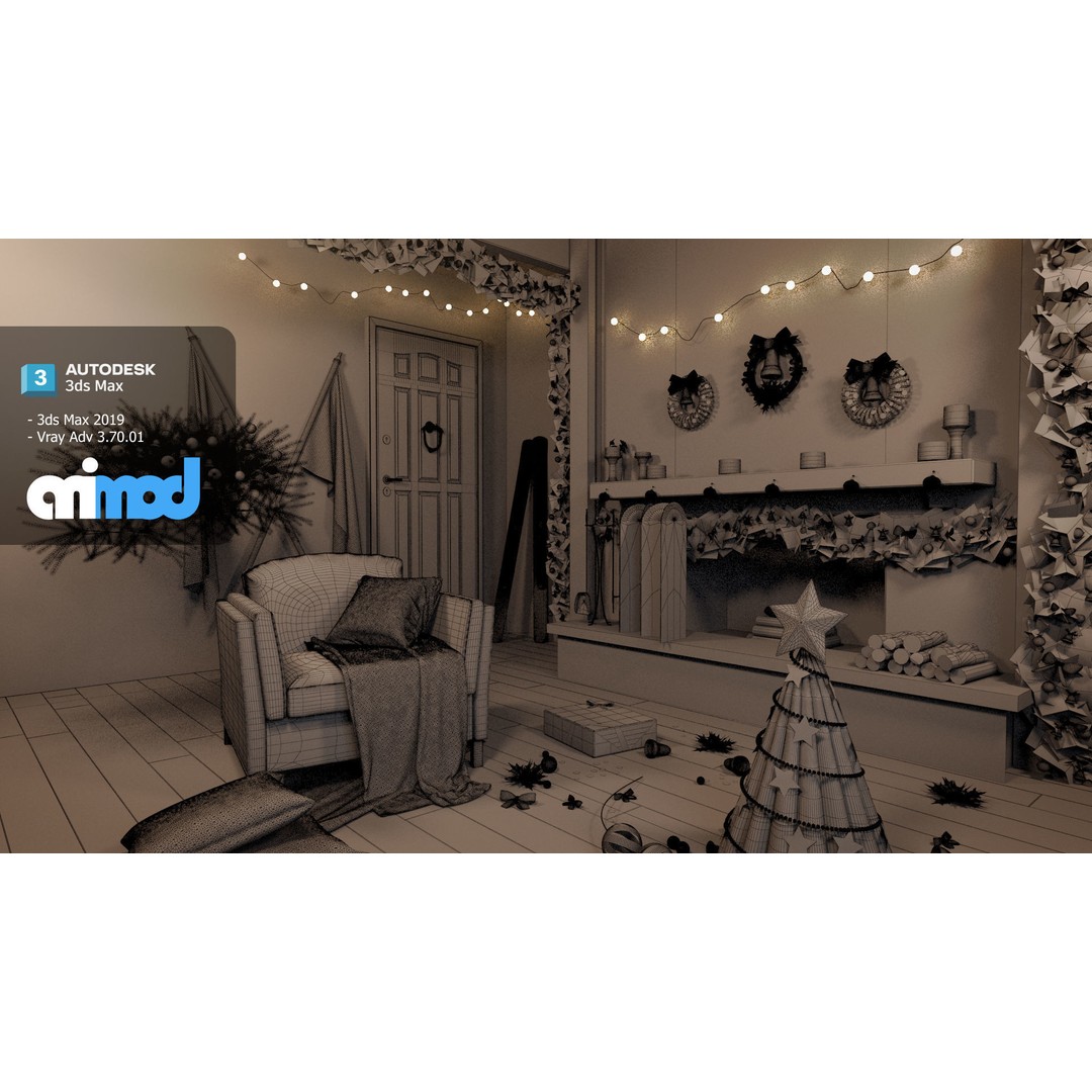 Christmas Home Decor 3D Model – Festive Interior Asset, FBX & Max - View 8
