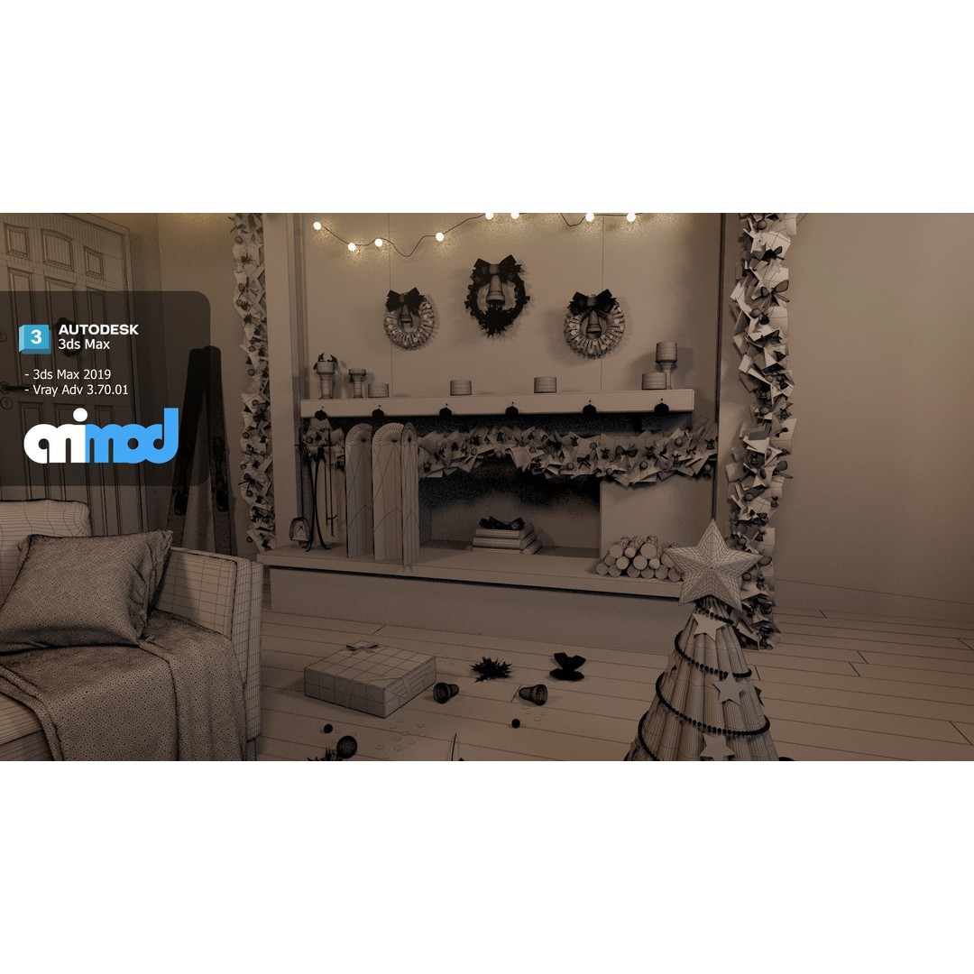 Christmas Home Decor 3D Model – Festive Interior Asset, FBX & Max - View 9