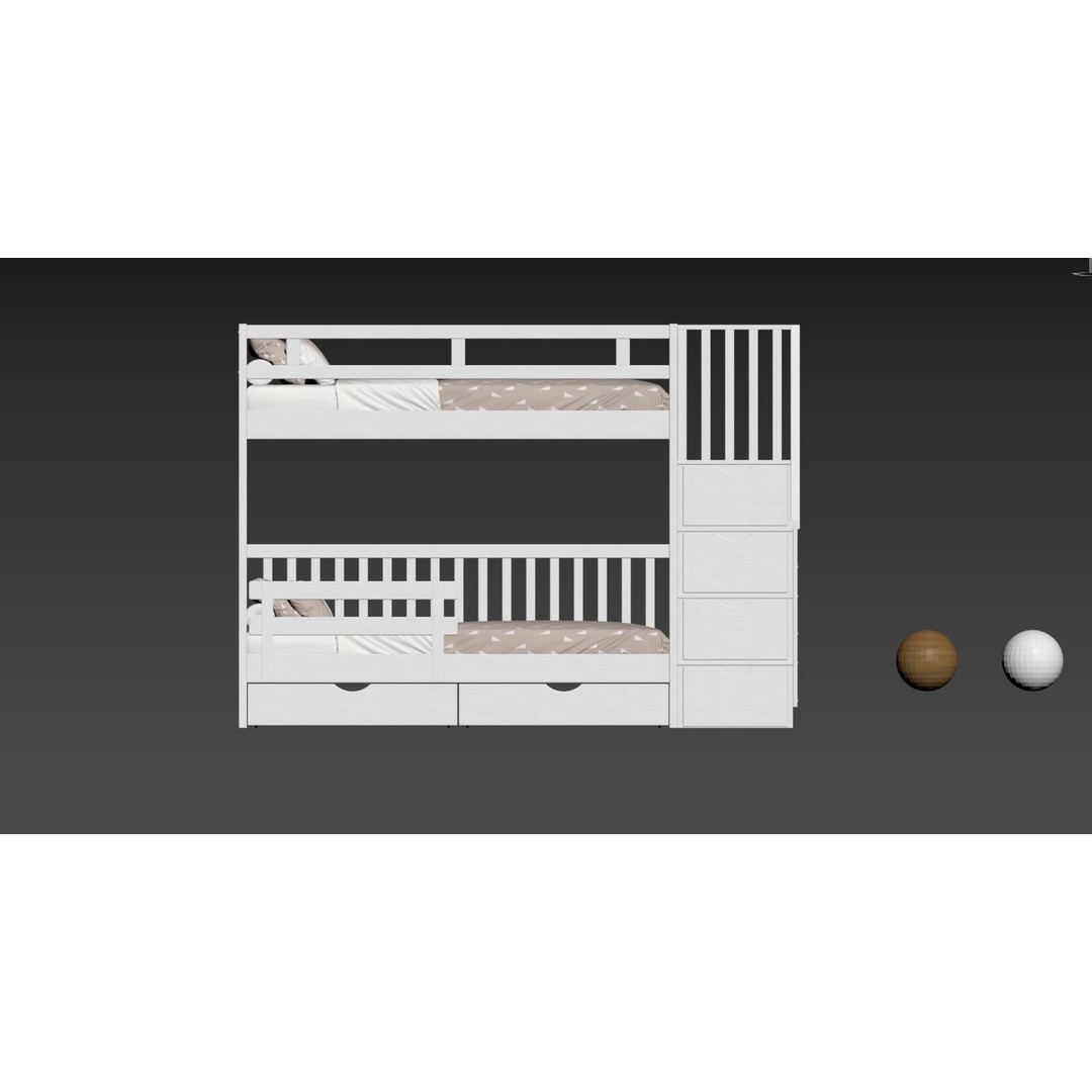 Bunk Bed 3D Model – Children's Furniture with Textures, FBX, MAX - View 11