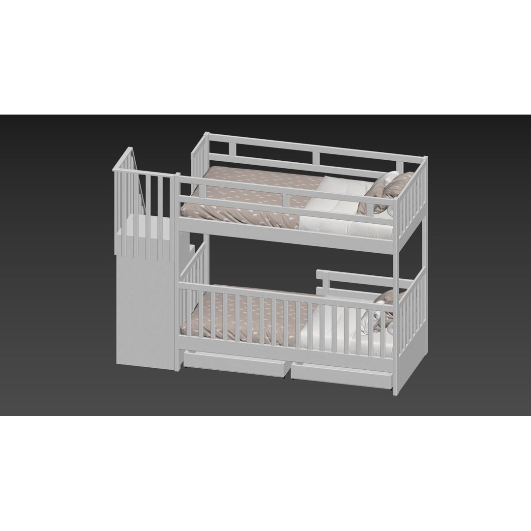 Bunk Bed 3D Model – Children's Furniture with Textures, FBX, MAX - View 15
