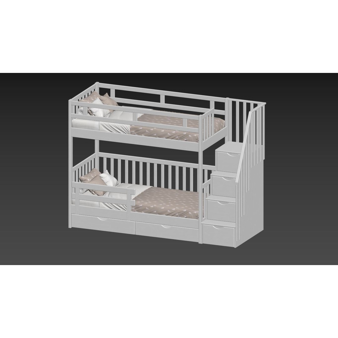 Bunk Bed 3D Model – Children's Furniture with Textures, FBX, MAX - View 16