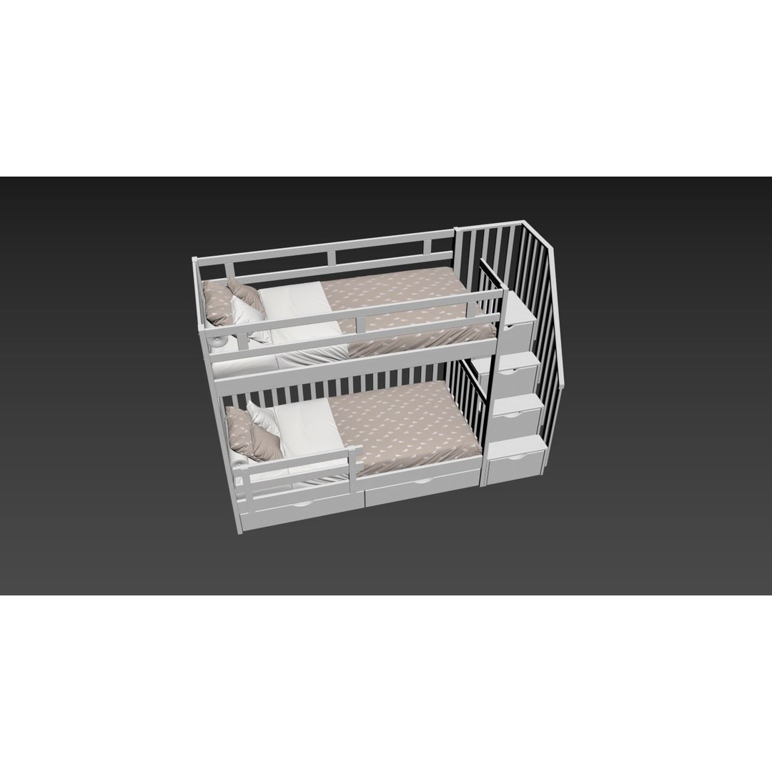 Bunk Bed 3D Model – Children's Furniture with Textures, FBX, MAX - View 18