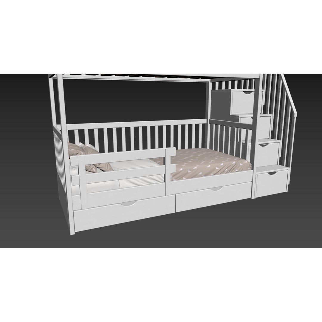 Bunk Bed 3D Model – Children's Furniture with Textures, FBX, MAX - View 20
