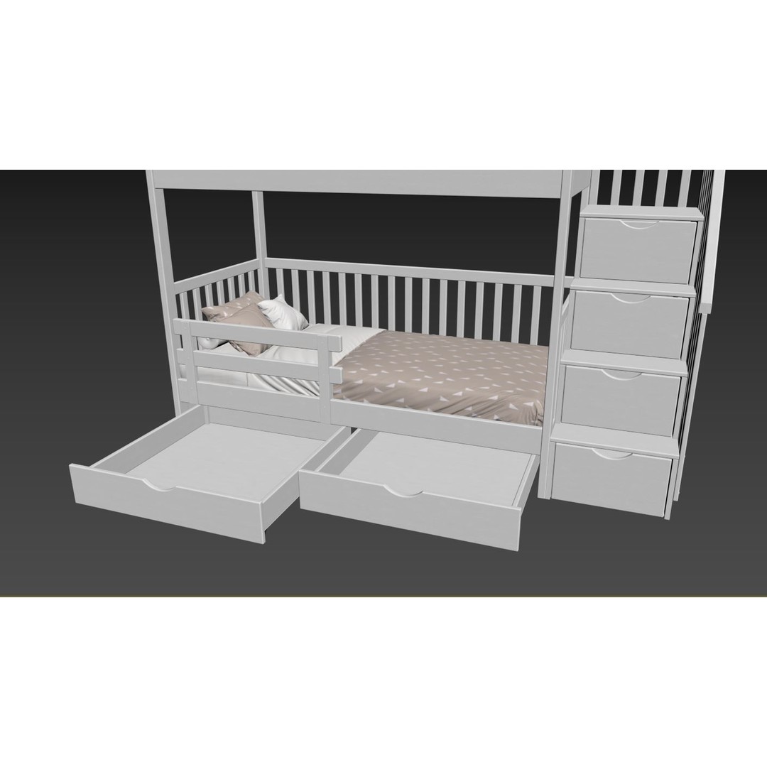 Bunk Bed 3D Model – Children's Furniture with Textures, FBX, MAX - View 21