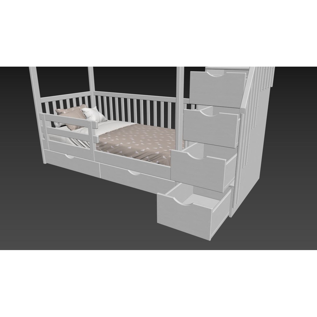 Bunk Bed 3D Model – Children's Furniture with Textures, FBX, MAX - View 22