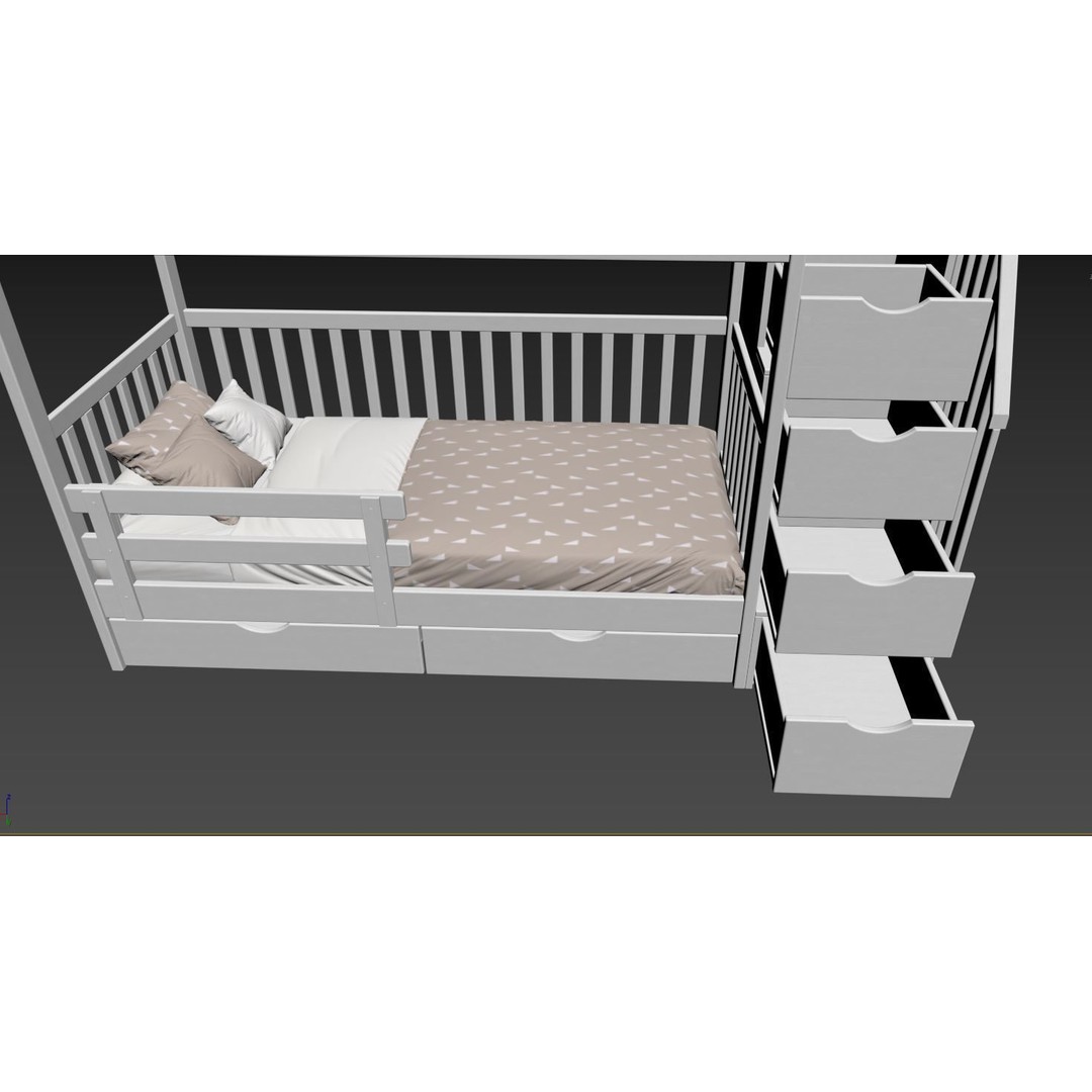 Bunk Bed 3D Model – Children's Furniture with Textures, FBX, MAX - View 23