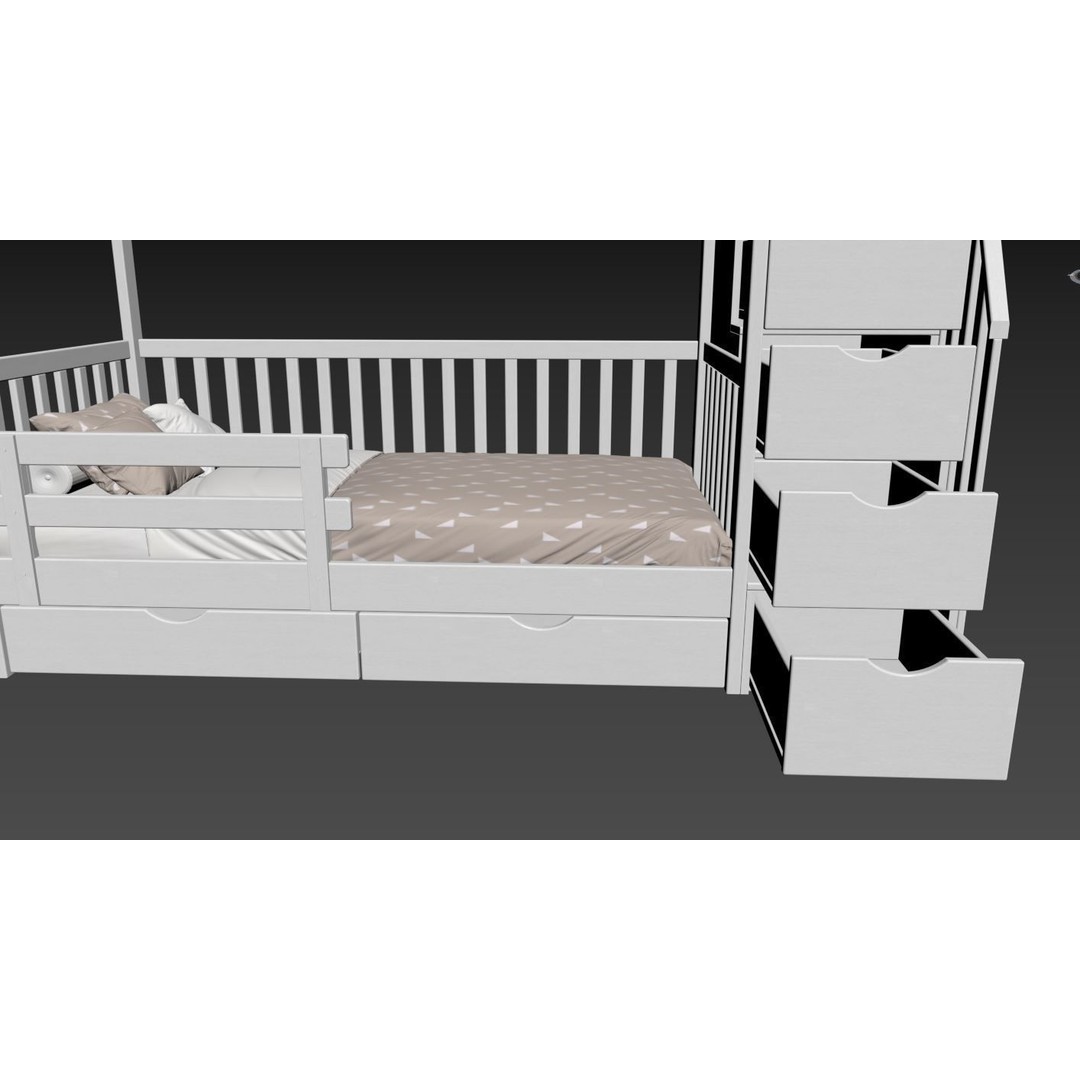 Bunk Bed 3D Model – Children's Furniture with Textures, FBX, MAX - View 24